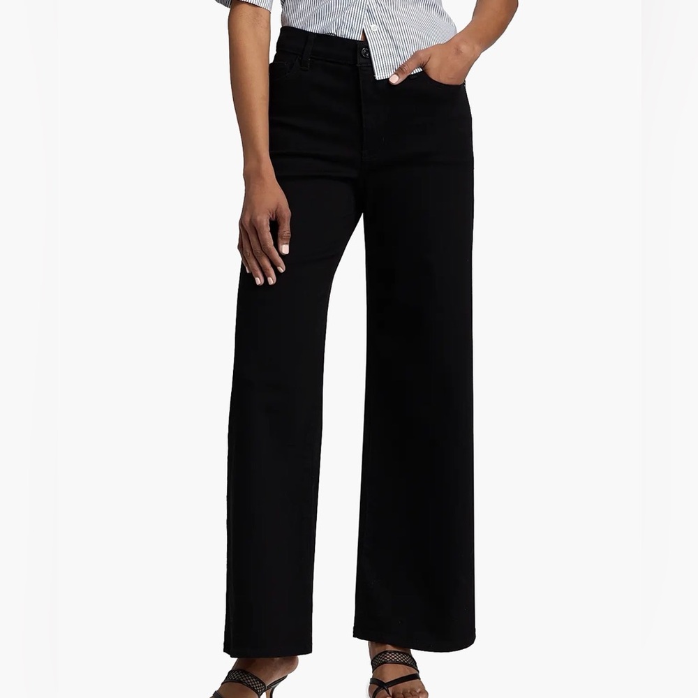 Frame Denim Black Wide-Leg High-Rise Jeans Le Slim Palazzo